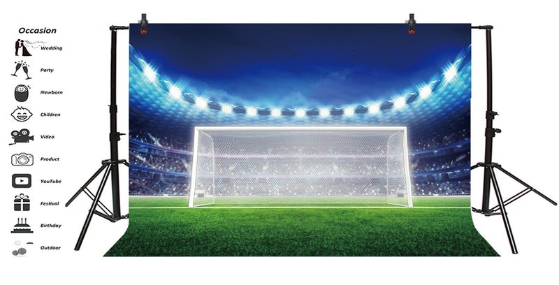 Yeele Football Photography Backdrops - Soccer Photo Background - Yeele 10x8ft Vinyl Football Fields Goal Sports Match Backdrop Picture for Fan Adult Boy Kids Portrait Photo Booth Shooting Studio Props - Image 3